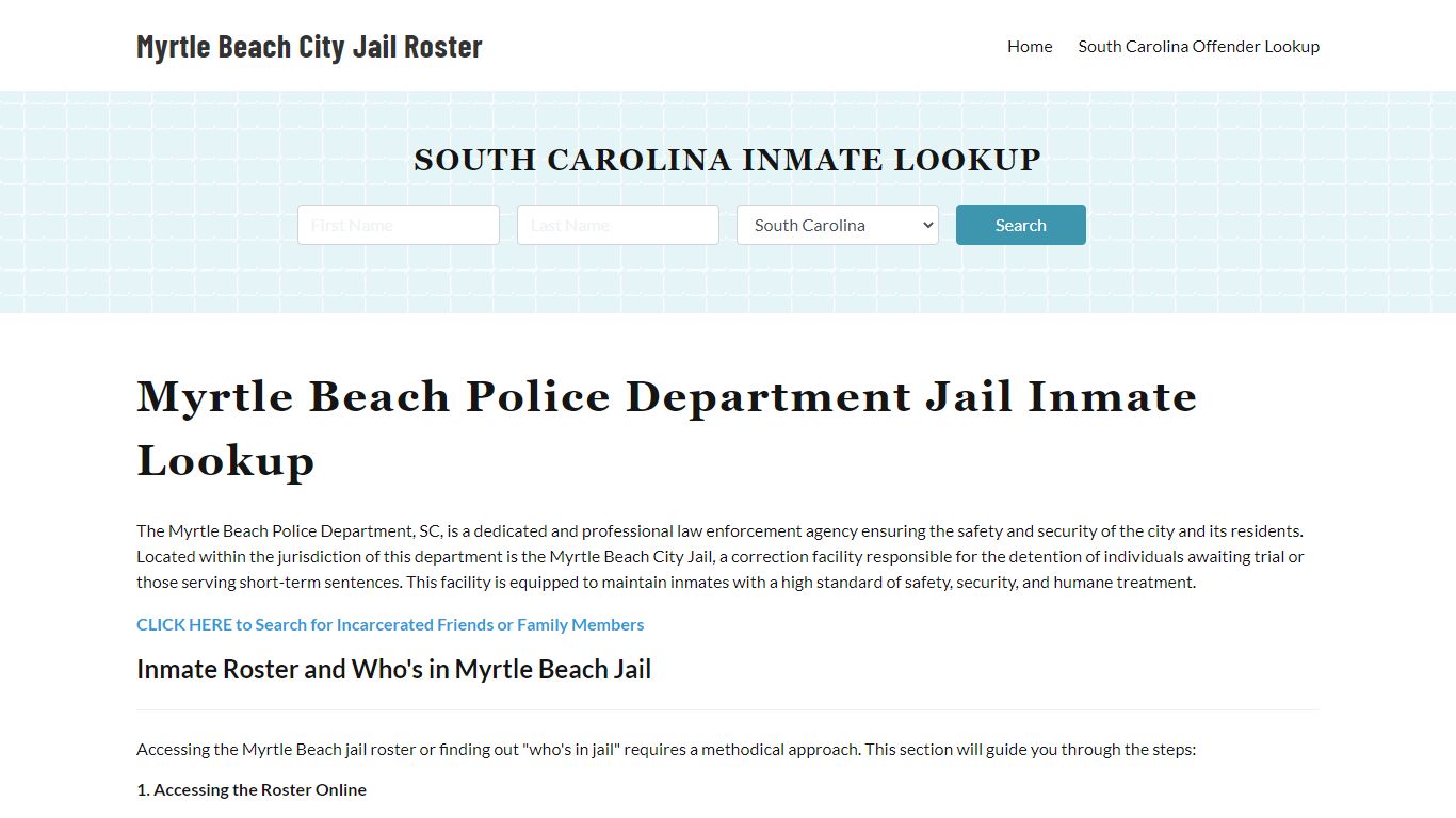 Myrtle Beach Police Department & City Jail, SC Inmate Roster, Arrests ...